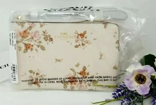 🌟🌷Coach Rose Bouquet Print Corner Zip Wristlet Wallet Chalk **AUTHENTIC**