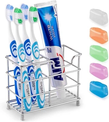 Zulay Toothpaste and Toothbrush Holder - Stainless Steel - Photo 1/4