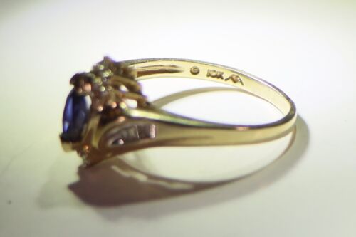 10kt Marquise Blue / Violet Sapphire & Diamond Cocktail Ring , Size 7 3.15g - 第 4/7 張圖片