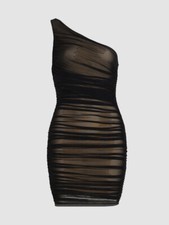 $395 Alice + Olivia Women Cruz Black One Shouder Ruched Bodycon Minidress Size 0