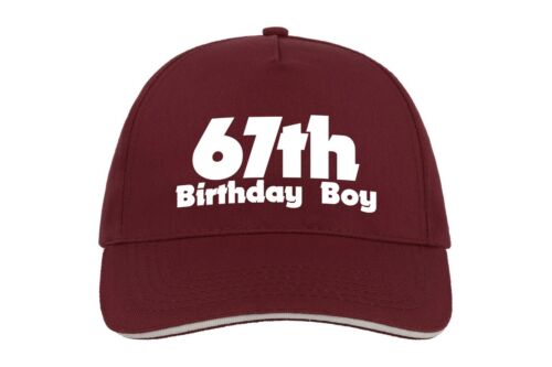 Birthday Boy 67th Sixty Seven 67 Baseball Hat Cap Gift Present Any Year Custom - Afbeelding 1 van 8