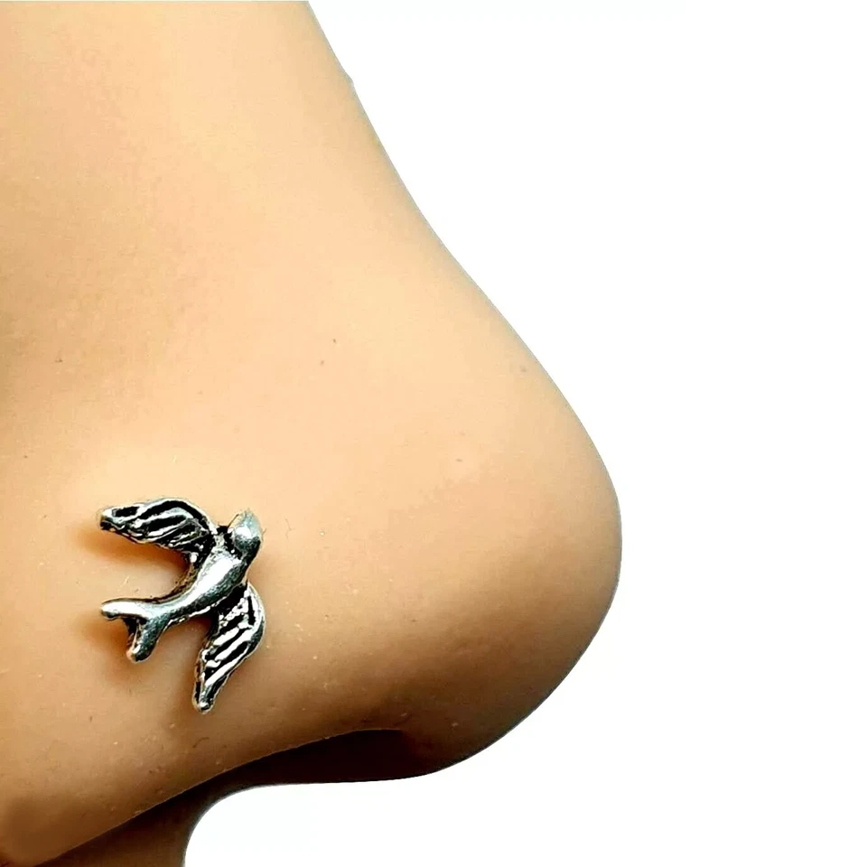 Borchia naso uccellino argento sterling rapido 22 g (0,6 mm) argento 925 drit... - Immagine 2 di 4