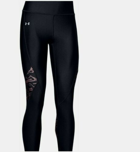 Leggings Under Armour para mujer HeatGear estampado recortado al tobillo bolsillos negros - Imagen 2 de 3