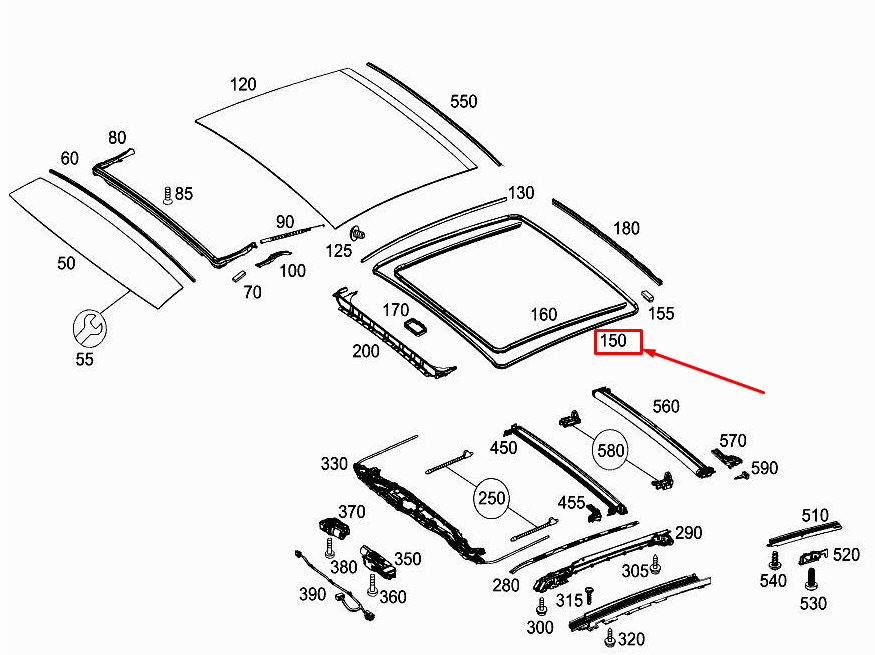Joint de toit ouvrant coulissant MERCEDES-BENZ E W213 A2137820300