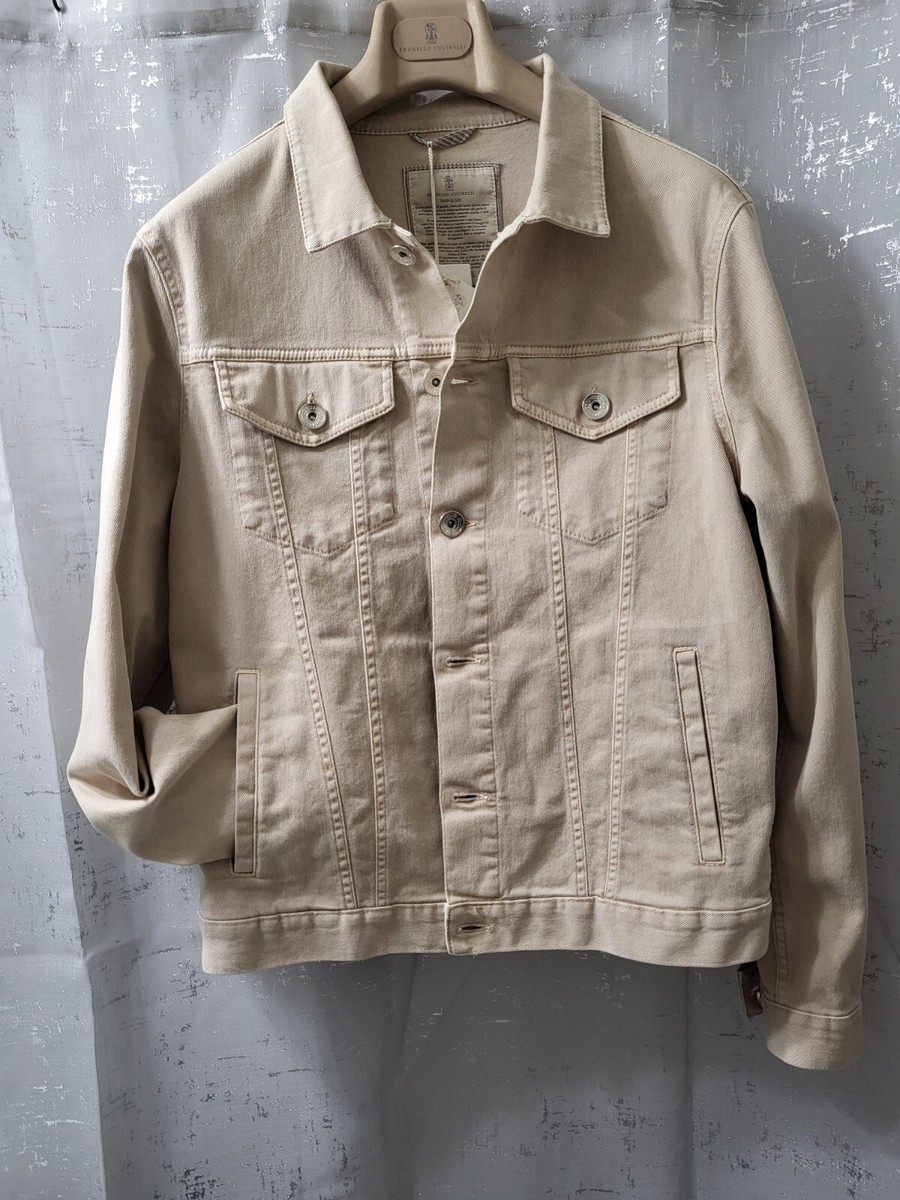 VIP【関税送料無料】希少 BRUNELLO CUCINELLI BEIGE DOWN JACKET 2395$ Brunello Cucinelli - Mens Dyed Beige Denim Trucker