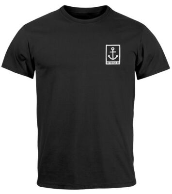 Herren T-Shirt Anker Motiv Brust Batch Logo Fashion Streetstyle Neverless 