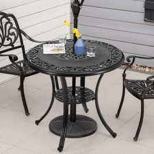 Garden Bistro Set Table & 4 Chairs Metal Outdoor Cast Aluminium Dining Furniture