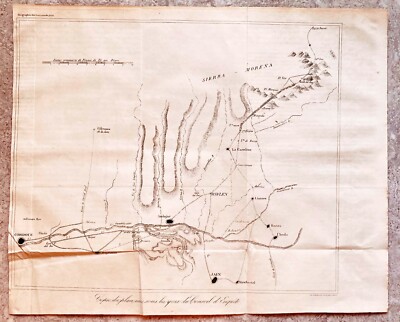 19th Battle of Bailén Spanish Campaign Map Napoleon Dupont de l'Étang 1835