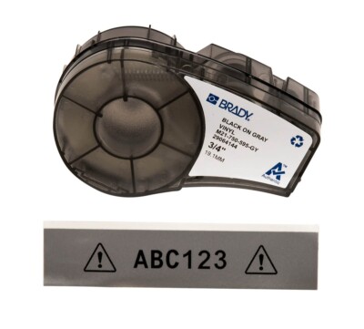 M21-750-595-GY Brady schwarz auf grau 6,4 m x 19,05 mm Innen Außen Vinyl Etikett