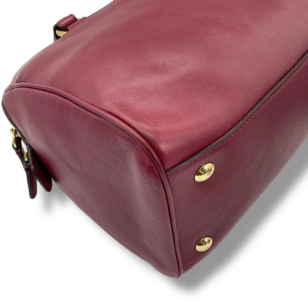 Coach Borsa a mano in pelle rossa vino tracolla mini borsa Boston con ciondolo