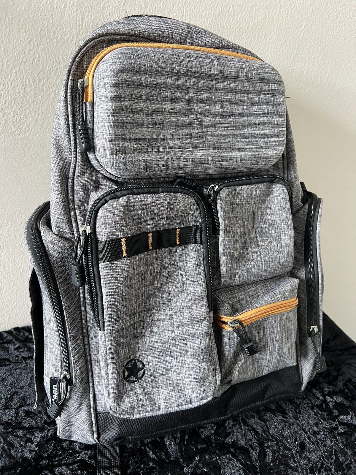 Jeep Diaper Bag Backpack Grey & Orange Multi-Pocket Baby Essentials Organizer-image