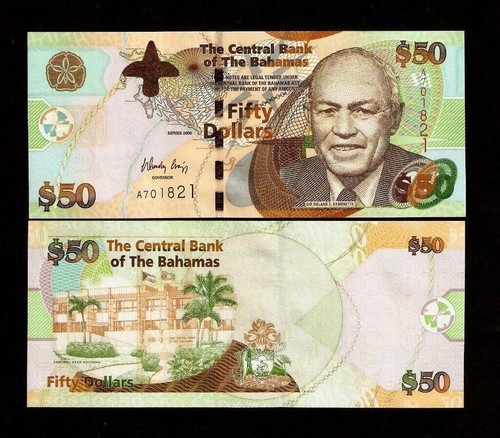 Bahamas 50 DOLLARI P-75 2006 Bahamas UNC moneta mondiale denaro - Foto 3 di 3