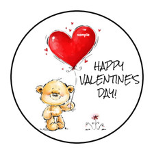 VALENTINE'S DAY TEDDY BEAR ENVELOPE SEALS LABELS STICKERS 1.5" ROUND FAVORS