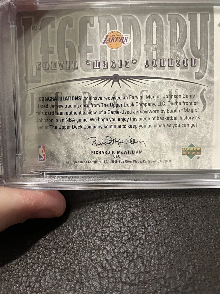 2000-01 Upper Deck Legends Magic Johnson MA-J Legendary Jersey PSA 10 - Image 4 of 4