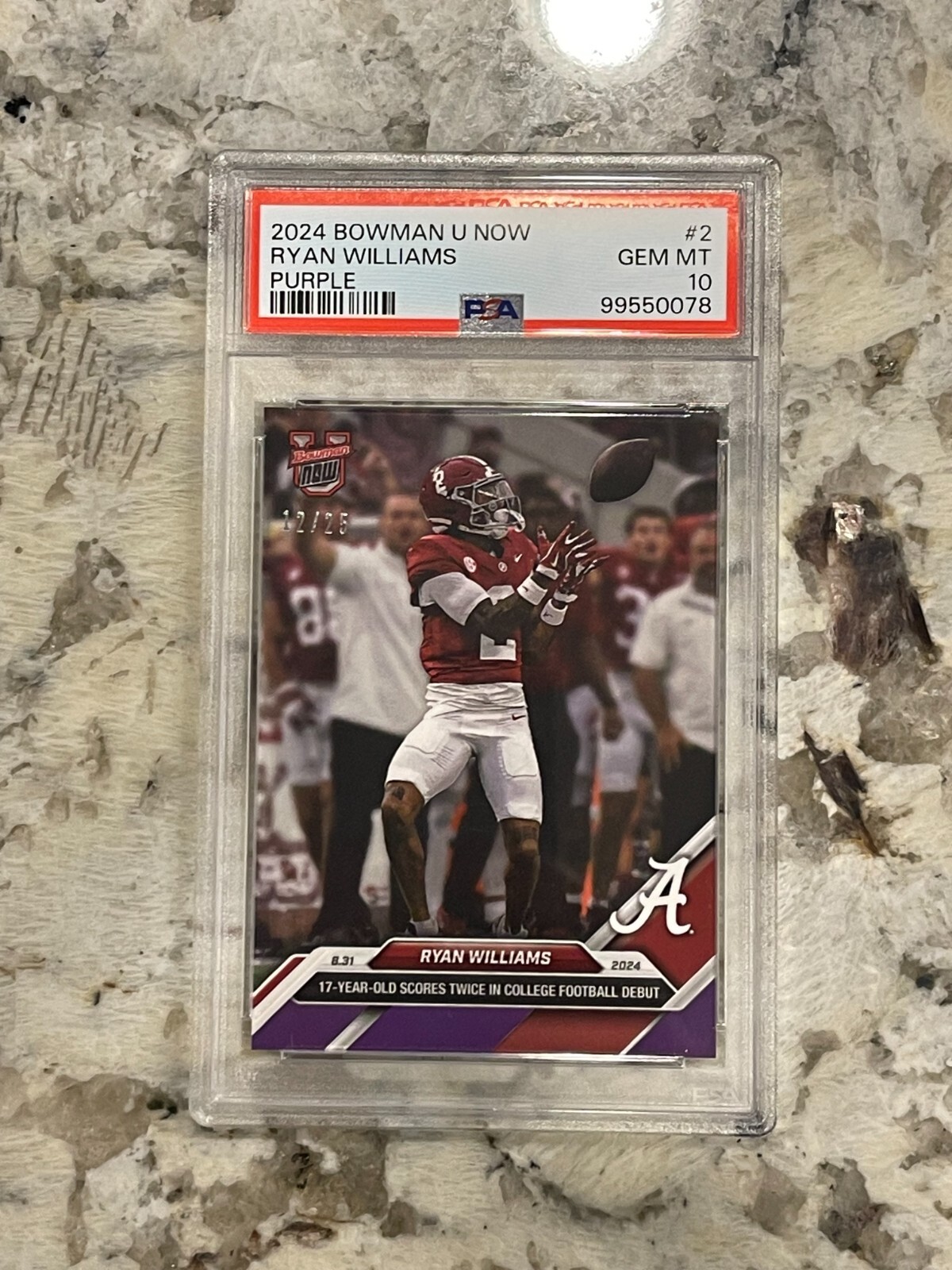 2024 Bowman U Now Ryan Williams #2 Purple #12/25 PSA 10 *078
