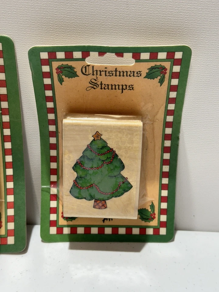 SELLO ASUNTO SELLOS DE GOMA NUEVO NAVIDAD AÑO NUEVO ÁRBOL NUEVO EN PAQUETE VINTAGE Foto 3 de 4