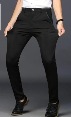 Plaid&Plain Men's Stretch Dress Pants Slim Fit Skinny Suit Pants | eBay