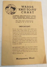 Wards"Knit-to-Fit" Chart Montgomery Ward 3 Panel Brochure Vintage