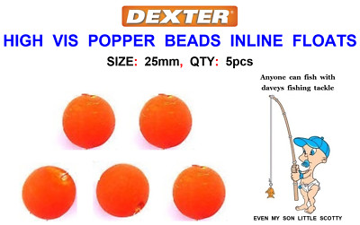 5 X 25mm POPPER PERLEN MEER HECHT IN LINE FLOAT POP UPS DEAD BAIT SCHWIMMEND RIG PERLE