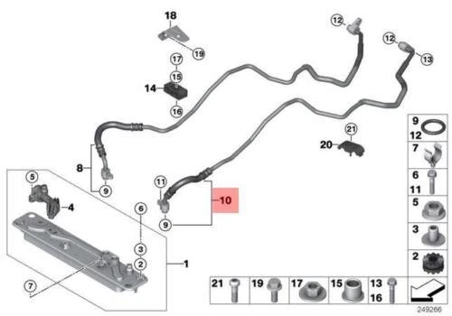 BMW E71 X6 Transmission Oil Cooler Line Return Hose 7576388 