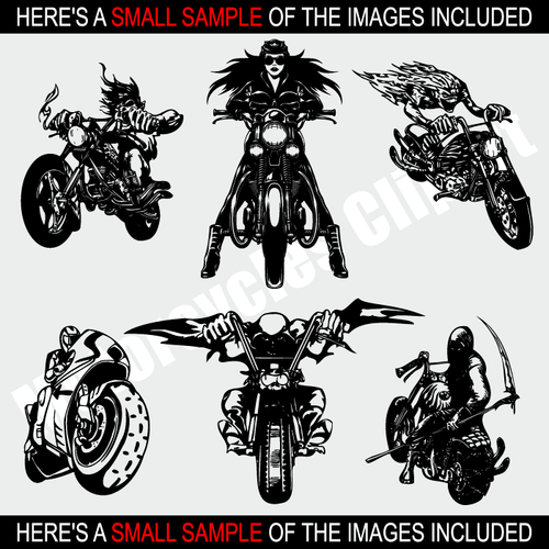 MOTORCYCLE-CHOPPER-BIKER CLIPART-VECTOR CLIP ART-VINYL CUTTER PLOTTER GRAPHIC CD - Picture 3 of 7