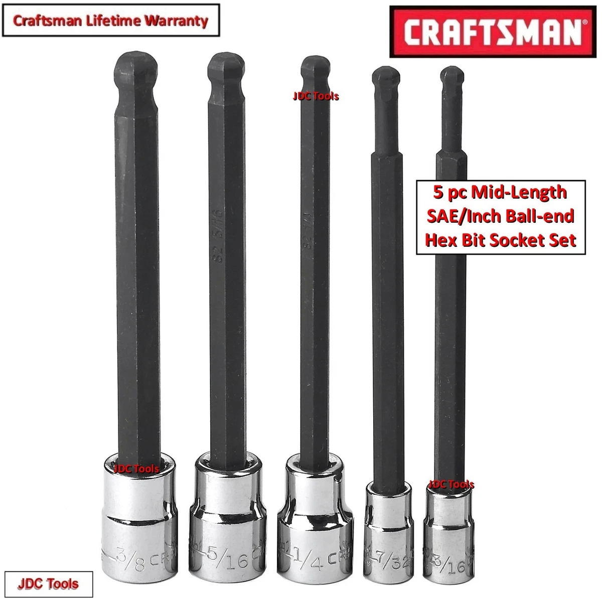 CRAFTSMAN 16pc 1 4 3 8 LONG SAE METRIC MM Torx Hex Allen bit ratchet socket set