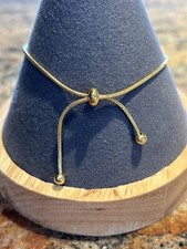 Women Girl Gold Plated Titanium Stainless Steel Bow Tie SnakeChain Bracelet 4-8"