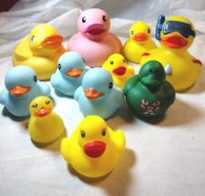 Lot Of 11 Rubber Duckies Various Sizes, Colors, Makes