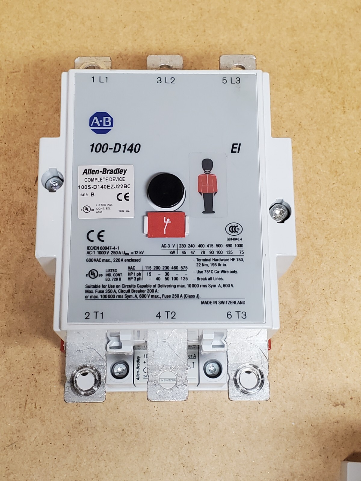 Allen Bradley 100-D140 Contactor 24VDC Coil 100S-D140ED22BC GuardMaster Aux -NEW