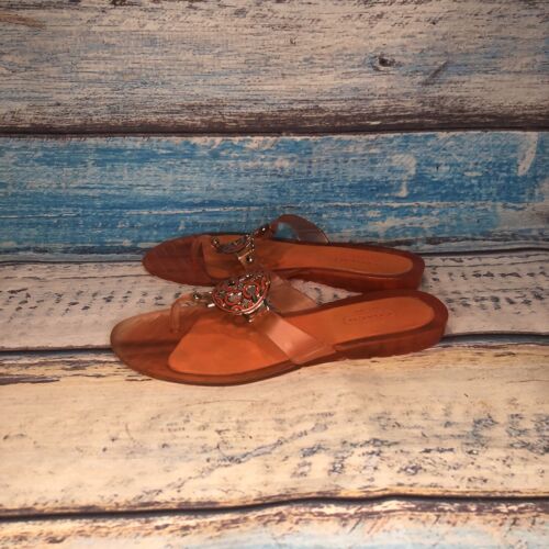 Coach Coral/Orange Womens Thong Rubber Flip Flop With Metal Sandals Size 6 - Picture 1 of 12