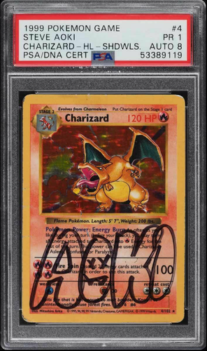 1999 Pokemon Base Set Steve Aoki Shadowless Holo Charizard Psa Dna Auto 8 Psa 1 Ebay