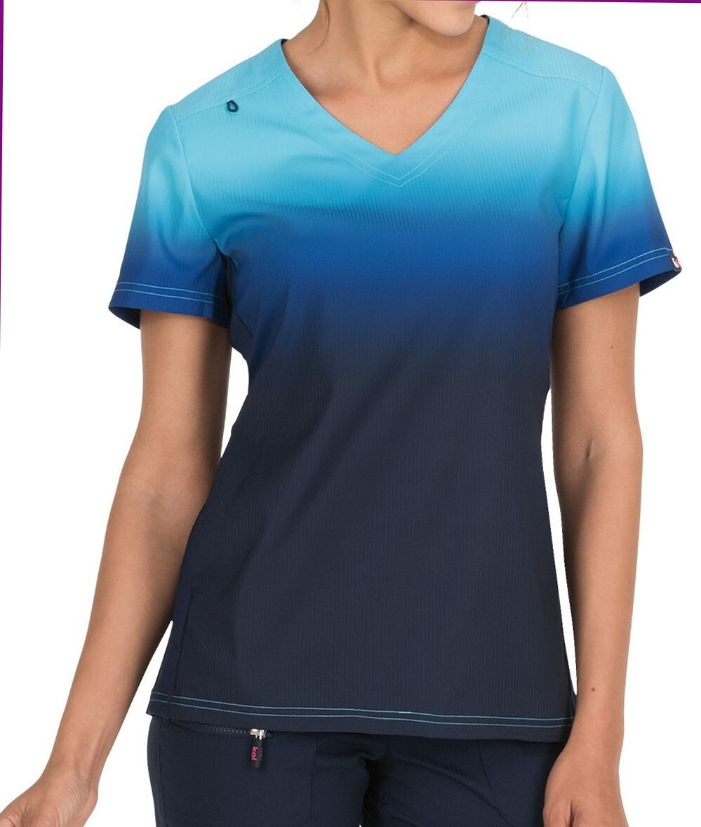 Koi Lite Scrubs 370 VNeck Ombre Scrub Top in Electric Blue/Royal/Navy