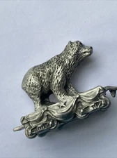 Vtg 1992 Hudson Pewter Circus Train Car with Animal  - Bear Figurine