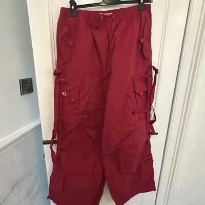 Criminal Damage Carnaby Y2K Fuchsia Pink Parachute Cargo Trouser Pants BNWT  XL