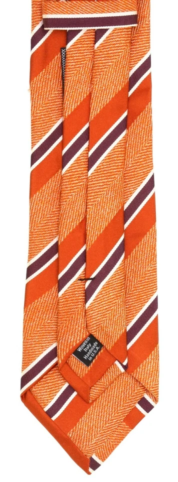 Corbata naranja a rayas de seda David Donahue para hombre L38001 Foto 2 de 4