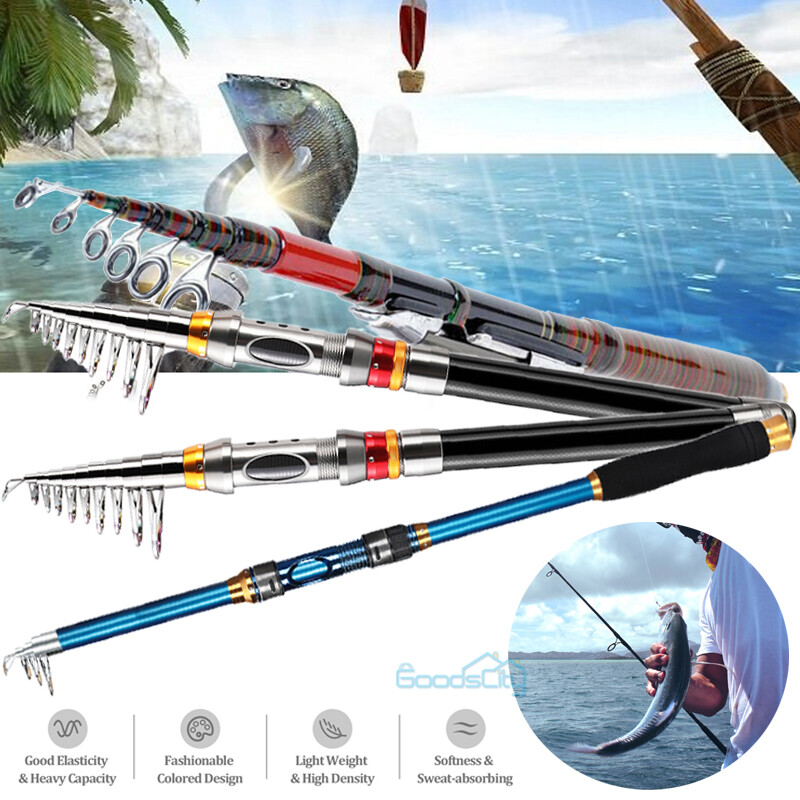 NEW Heavy Duty Carbon Fiber Telescopic Fishing Rod Pole Sea Saltwater  Freshwater