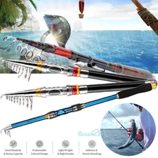 NEW Heavy Duty Carbon Fiber Telescopic Fishing Rod Pole Sea Saltwater Freshwater