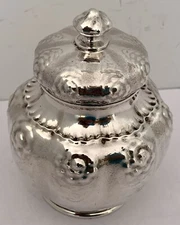 DOMINICK & HAFF AMERICAN AESTHETIC MOVEMENT HAMMERED STERLING TEA CADDY 1884