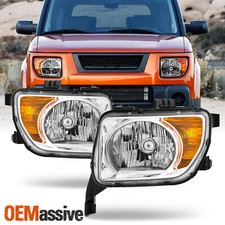 For 2003-2006 Honda Element Halogen Type Headlights Headlamp Chrome Assembly