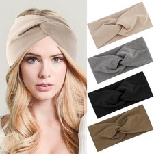 4 PCS Soft Headbands Women Twist Knotted Stretchy Hair Wraps Winter Non Slip