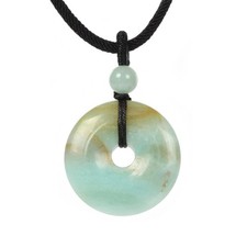 Natural ite 25mm Donut Beads Reiki Chakra Pendant Necklace Handmade Jewelry 22 I