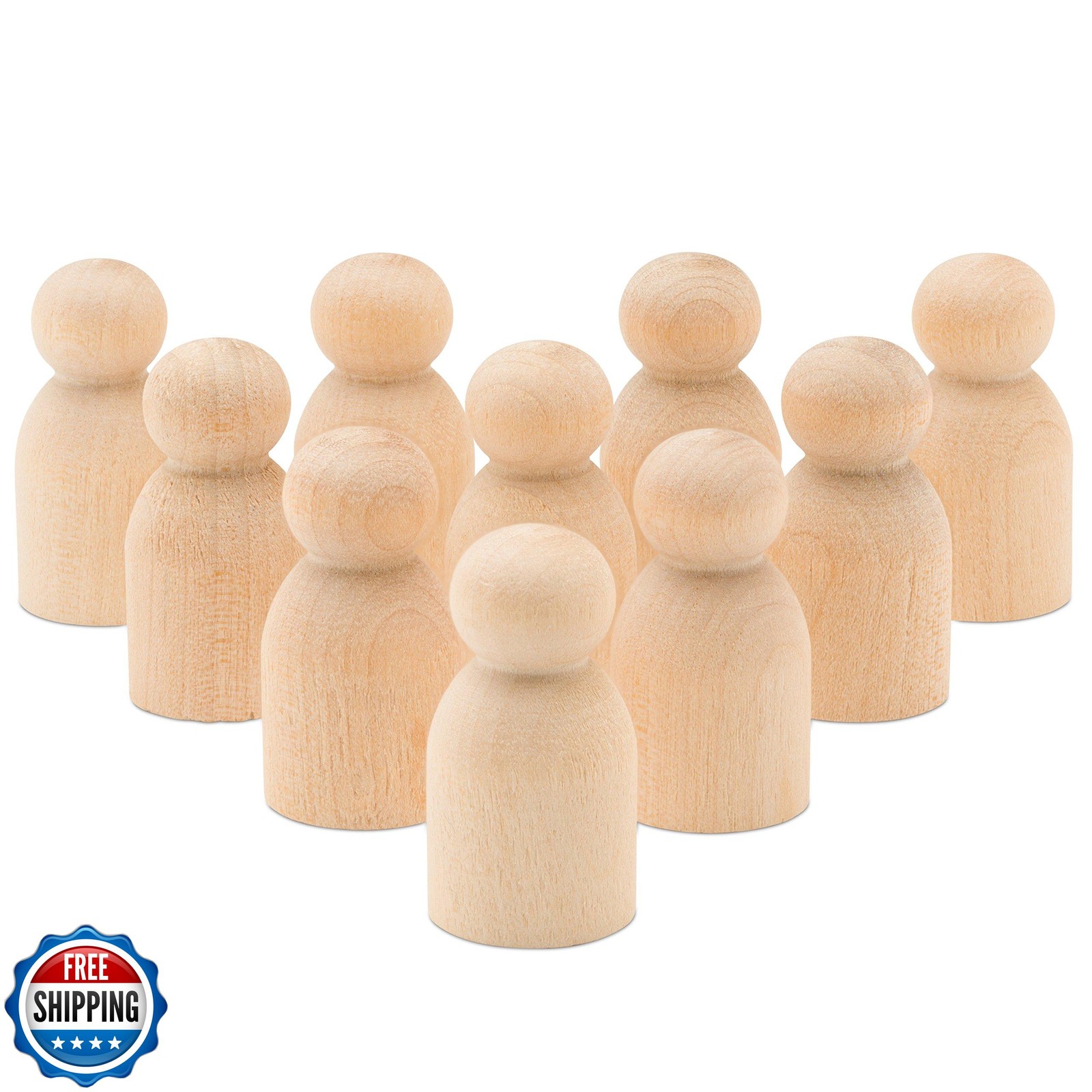 Wood Peg Dolls, 1-1/8 Inch Baby Shape Peg People, Pack of 100 Woo