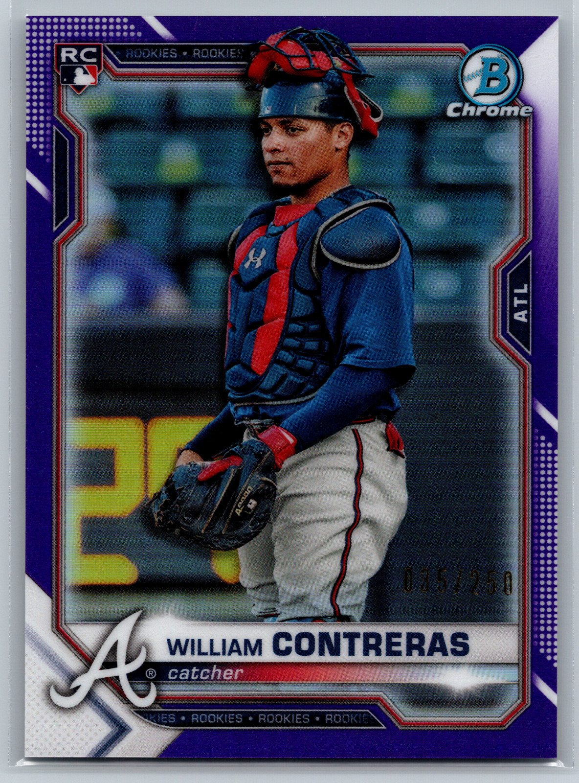 William Contreras 2021 Bowman Chrome Purple Refractor Rookie /250 #38 Braves