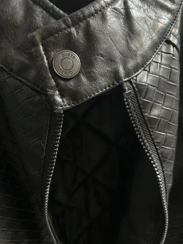 NWT GUESS Brown Bittersweet Cocoa Brad Biker Men’s Leather Zip-Up Jacket Size L image 5