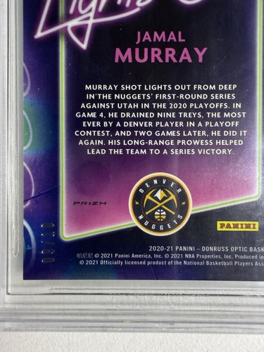 2020-21 Donruss Optic💥Jamal Murray Lights Out Gold Pulsar /10 SSP🏀BGS 8.5💎. - Picture 5 of 6