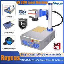 US Stock Foldable Raycus QS 30W Fiber Laser Marking Machine Laser Engraver Metal