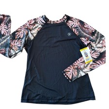 Hurley Women  s UPF 50 Rash Guard   Scattered Palm Long Sleeve   M   New