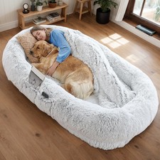 Human Dog Bed, Washable Faux Fur Dog Bed for People Doze Off, 71''x45''x14''
