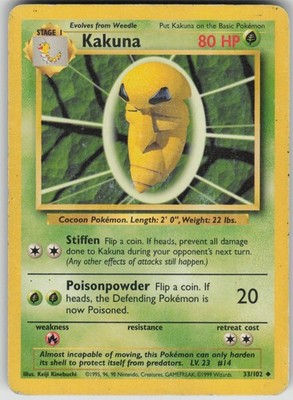 Pokemon TCG Kakuna Uncommon Base Set 033/102