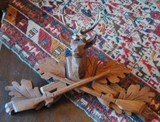 BLACK FOREST CUCKOO CLOCK STAG/DEER TOPPER LARGE (SCHMECKENBECHER)?  CA1970"S